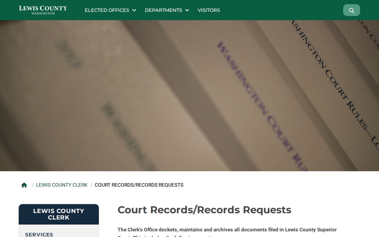 Lewis County court case records access and fee page